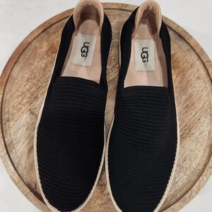 UGG Women's Black Knit Slip-On Loafers